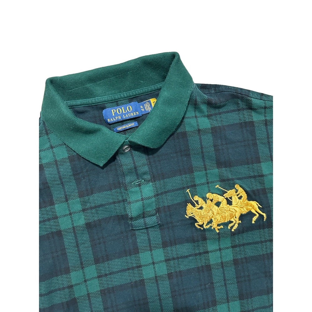 Polo Ralph Lauren Men's XL Plaid Pony Stampede Long Sleeve Custom Slim Fit Polo - Picture 2 of 8